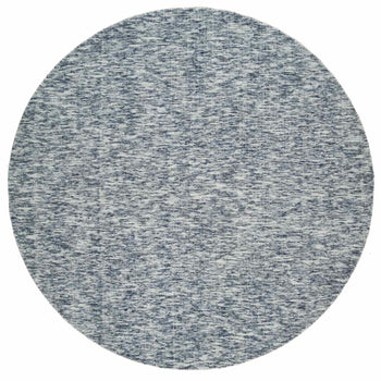 10'X10' Blue Wool Hand Loomed Modern Striae Design Round Oriental Rug