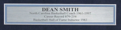 Dean Smith Autographed 3X5 Index Card With 8X10 Photo Tarheels Framed Psa/Dna