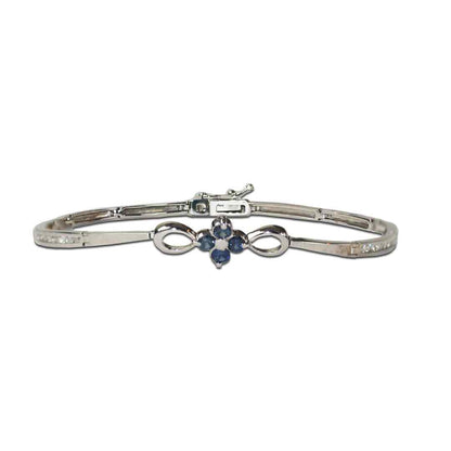 14K White Gold Sapphire And Diamond Bracelet