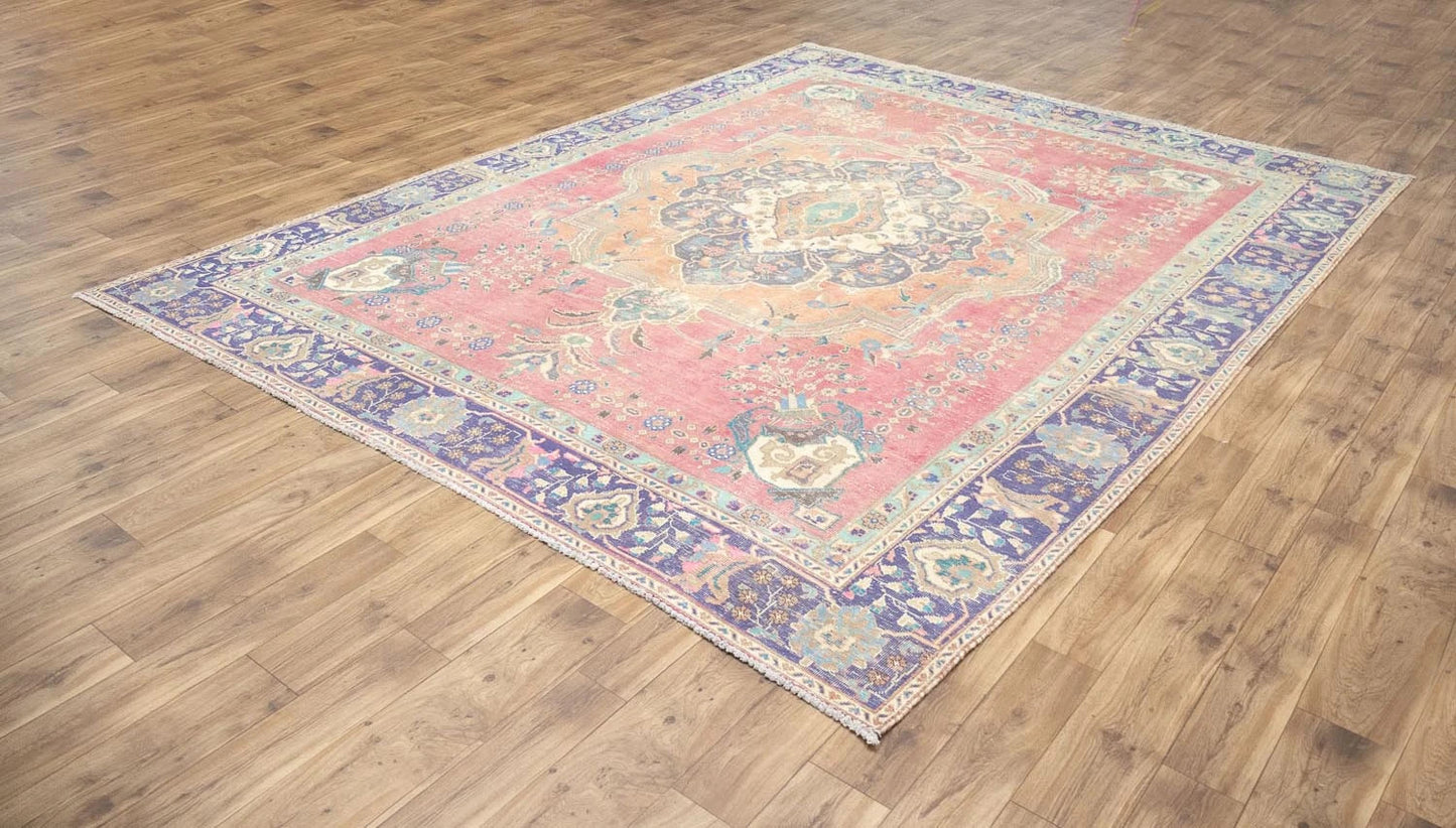 Muted floral classic oriental wool rug for dining room 9x12 ft carpet