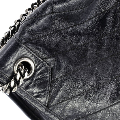 Saint Laurent Niki Chain Flap Bag Matelasse Chevron Leather Large