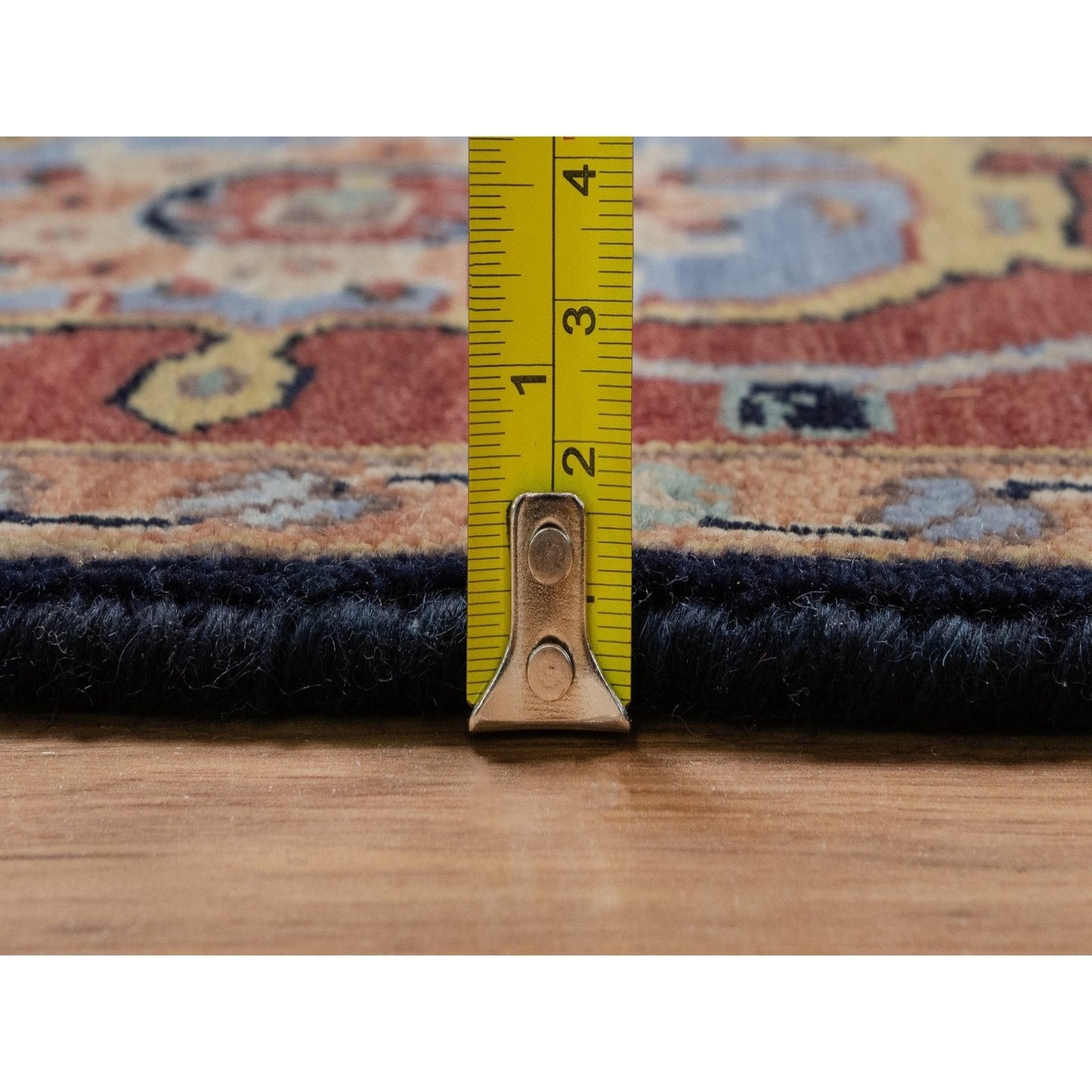6'X9'3" Blue Antiqued Fine Heris Re-Creation Rug Hand Knotted Soft Wool
