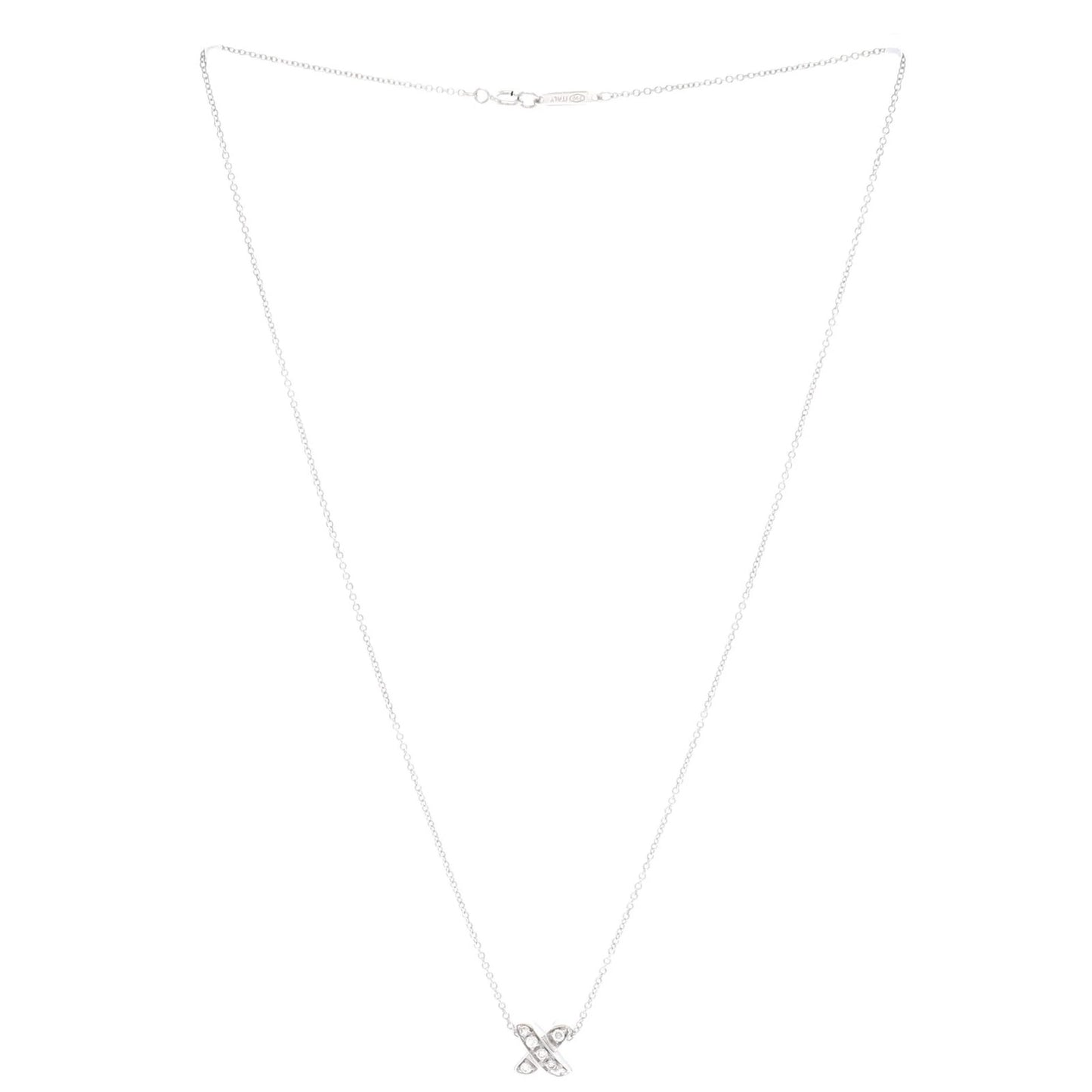 Tiffany & Co. Signature X Pendant Necklace 18K White Gold With Diamonds