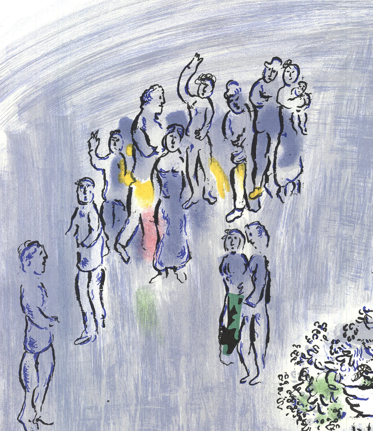 MARC CHAGALL The Magician Of Paris 28" x 20" Lithograph 1970 Modernism Blue Gra