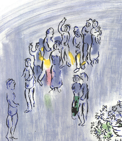 MARC CHAGALL The Magician Of Paris 28" x 20" Lithograph 1970 Modernism Blue Gra