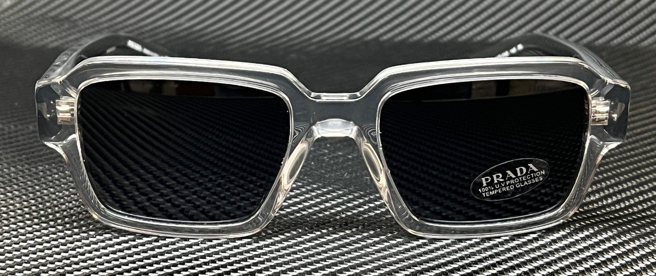PRADA PR 02ZS U430A9 Transparent Grey Blue Men's 52 mm Sunglasses