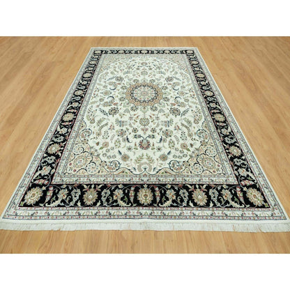 9'X12'2" Snowbound White Hand Knotted Nain 250 Kpsi Design 100% Wool Rug