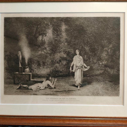 1887 Etching The Worship Of Pan In Pompeii By J.S. King After Scifoni Antique