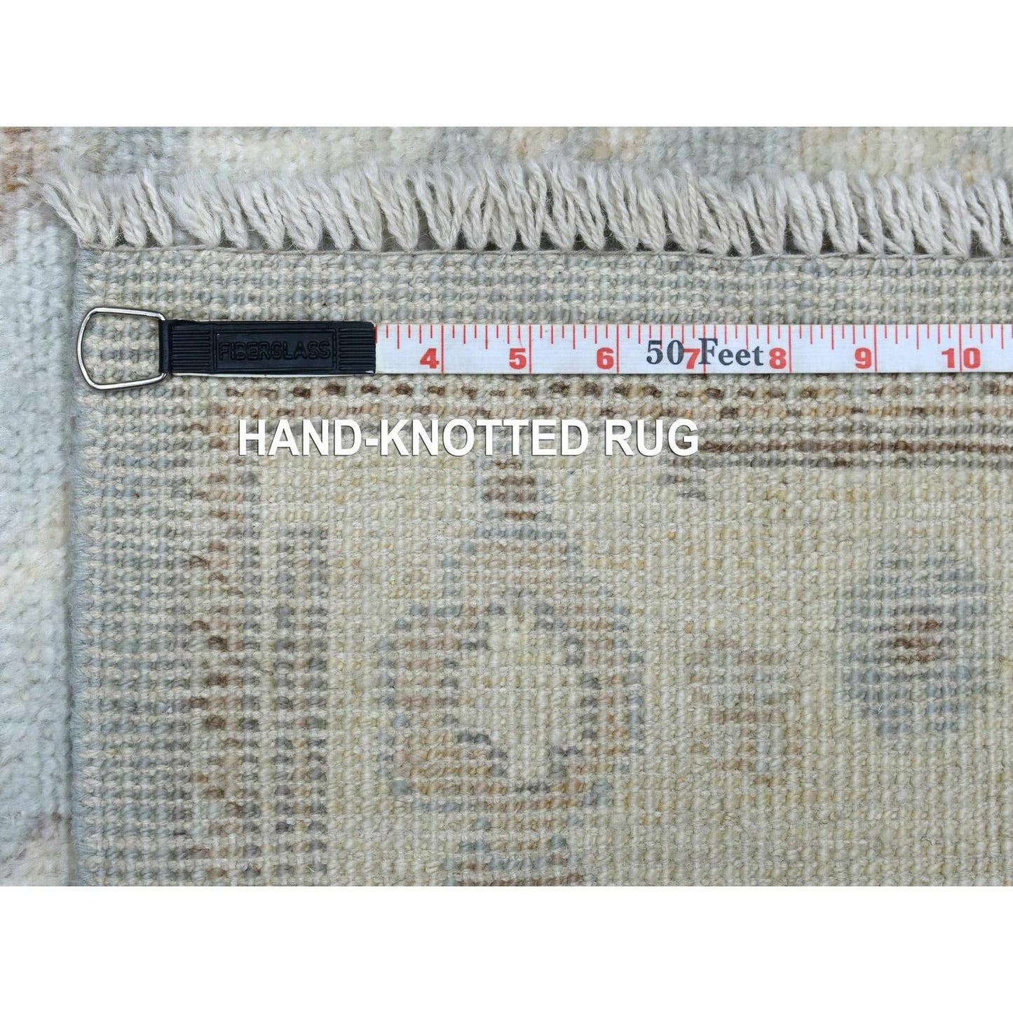 3'X13'7" Gray Afghan Angora Ushak Pure Wool Hand Knotted Runner Rug