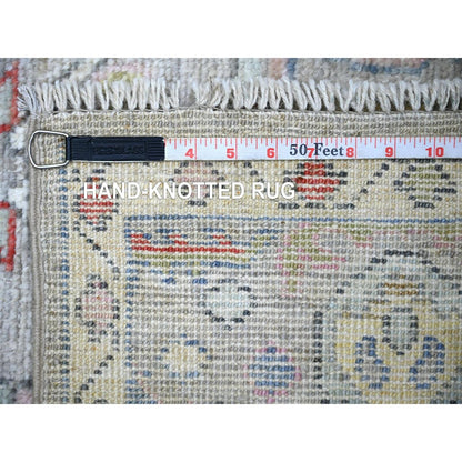 6'1"X9' Cloud Gray Afghan Angora Oushak Soft Wool Hand Knotted Rug
