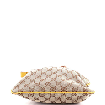 Gucci Web Strap Zip Messenger Bag Gg Canvas Small