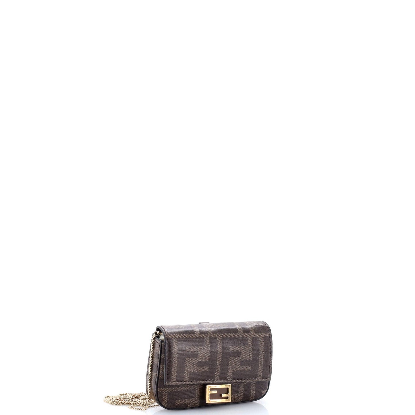 Fendi Chain Baguette Charm Bag Zucca Canvas Nano