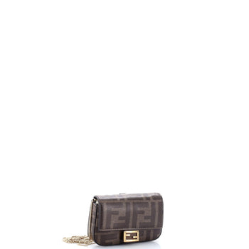 Fendi Chain Baguette Charm Bag Zucca Canvas Nano