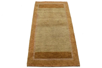 Small Beige And Rust Gabbeh Rug Tribal Design