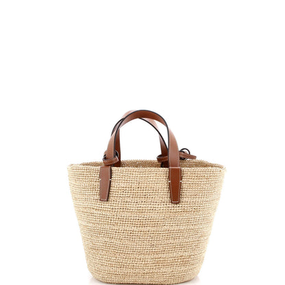 Celine Classic Panier Basket Tote Raffia And Leather Teen