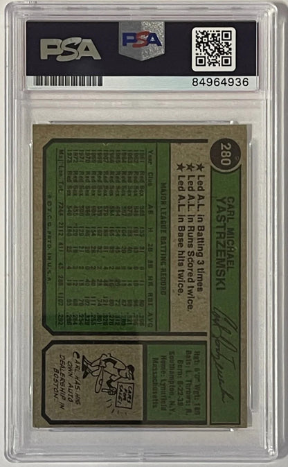 Carl Yastrzemski Signed 1974 Topps Card #280 Psa Auto Gem Mt 10