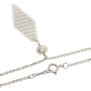 Silver TIFFANY&Co. Freshwater Pearl Mesh Necklace