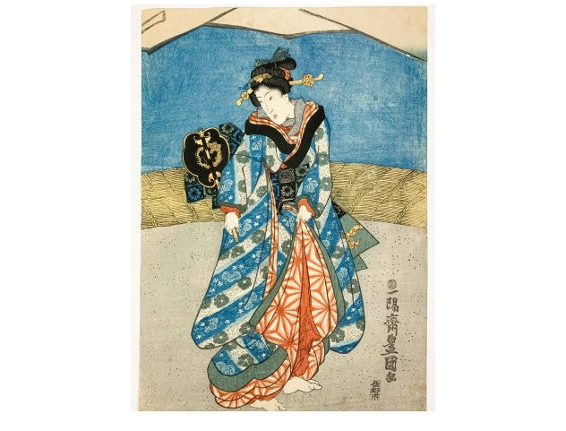 Kunisada Japan Woodblock Prints - 3 Beautiful Women Original Triptych Ukiyoe Edo