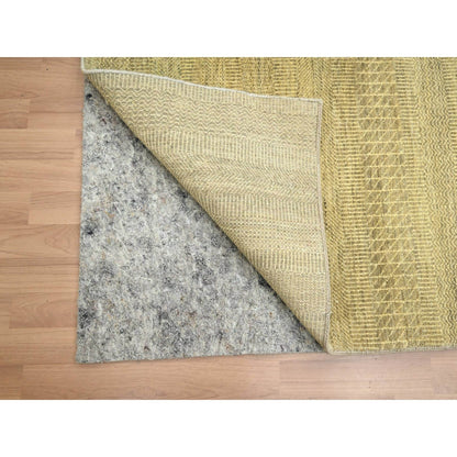 6'X9' Brown Modern Grass Design Hand Knotted Wool And Silk Oriental Rug