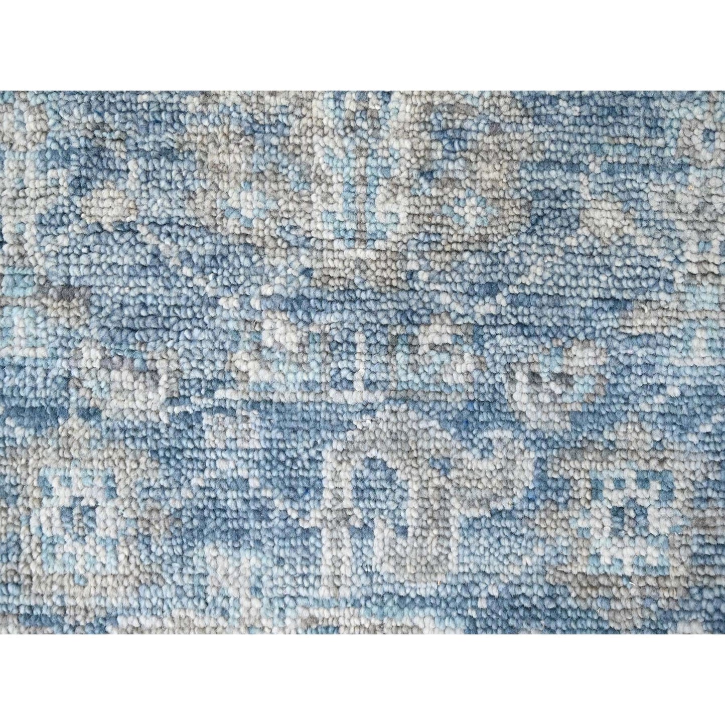 2'6"X8'5" Imperial Blue Oushak Design Hand Knotted Soft Wool Runner Rug
