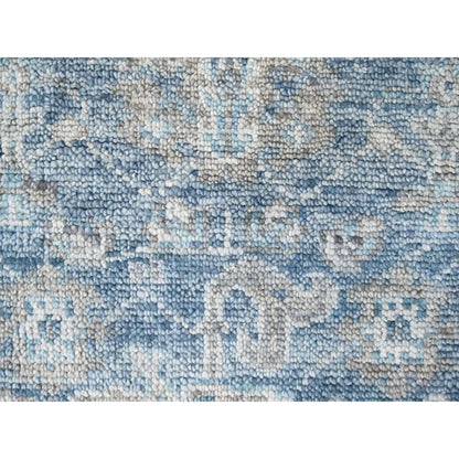 2'6"X8'5" Imperial Blue Oushak Design Hand Knotted Soft Wool Runner Rug