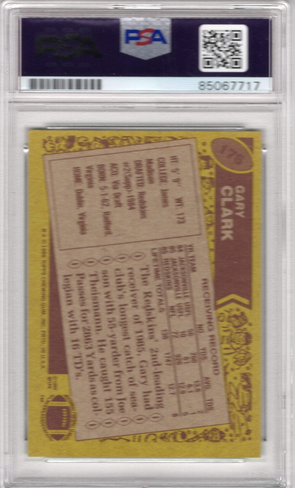 Gary Clark 1986 Topps #176 Psa Auto Grade 10 Card