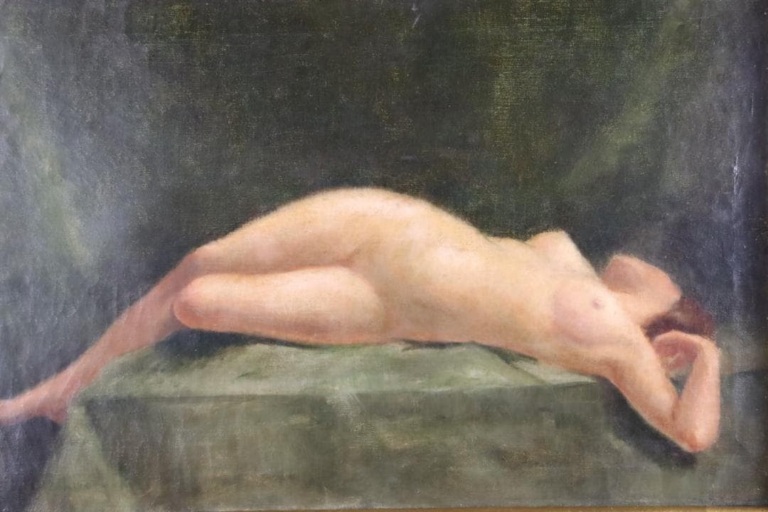 Tienne Kirevsky Reclining Nude Original Oil Painting C.1900 / Harbin Exhibit