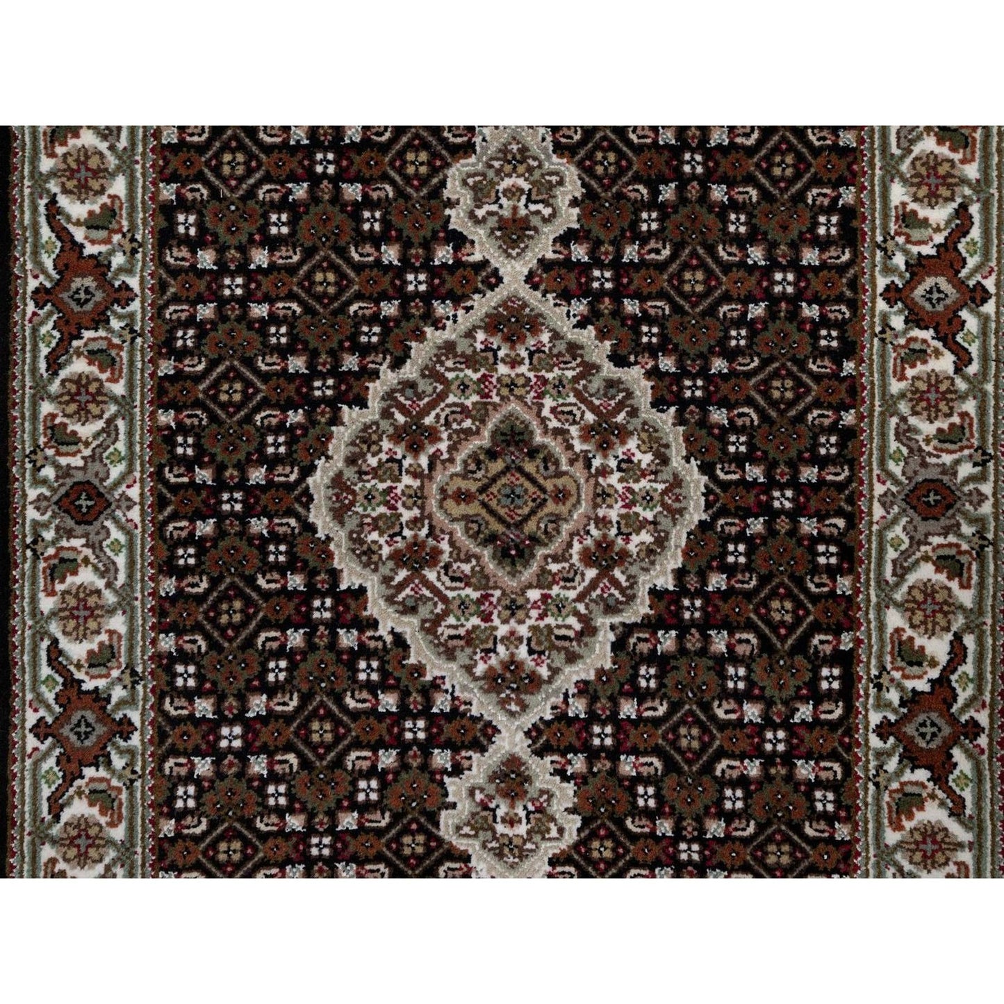 2'9"X8' Black Tebraz Mahi Medallion Design Hand Knotted Wool Runner Rug