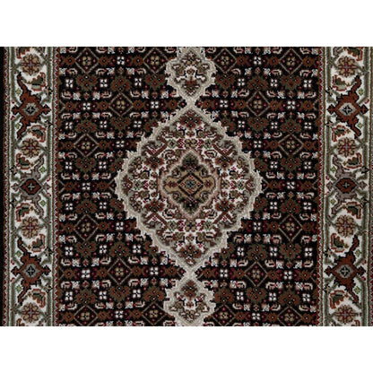 2'9"X8' Black Tebraz Mahi Medallion Design Hand Knotted Wool Runner Rug