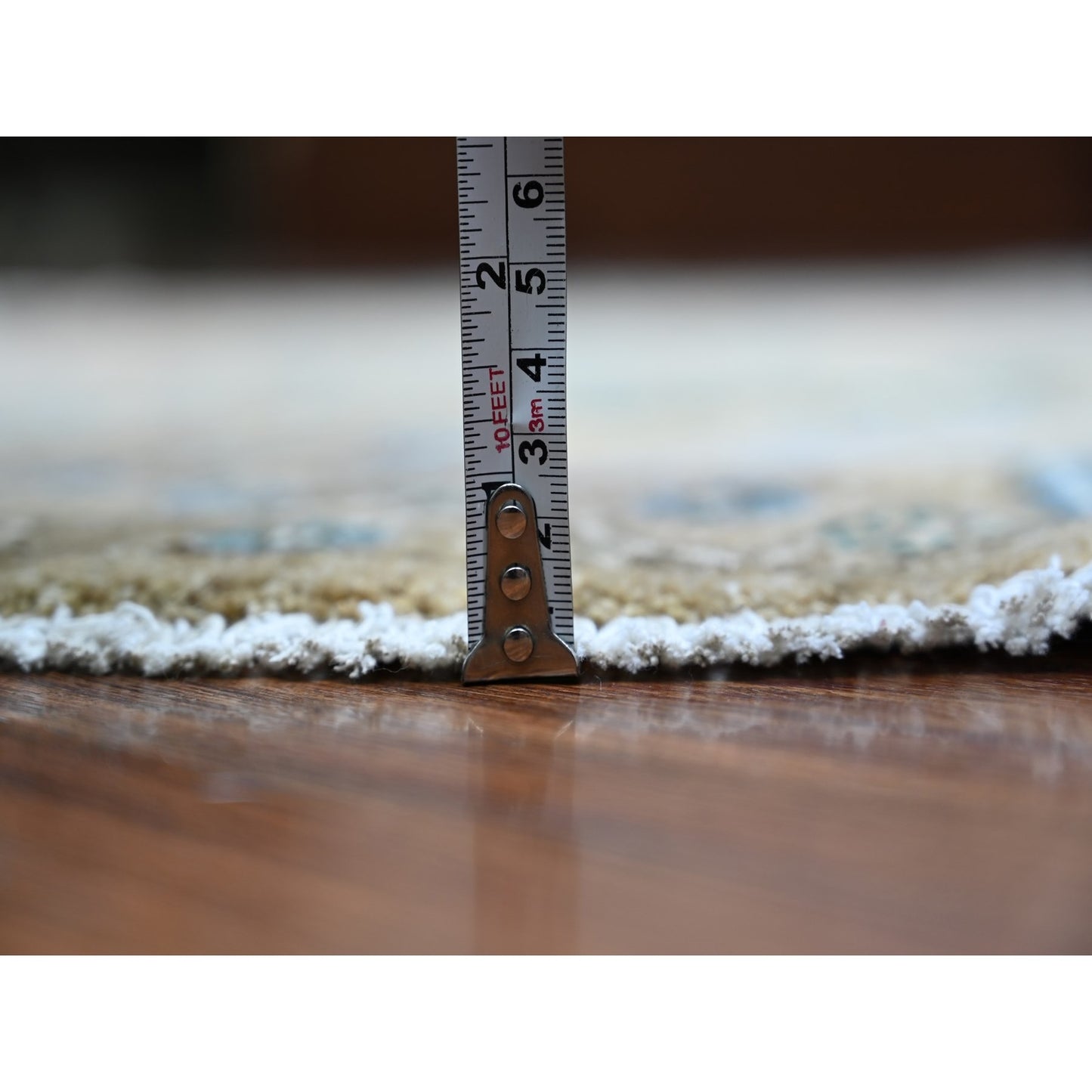 6'x6' Gray Hand Knotted Pure Wool Natural dyes Round Oriental Rug
