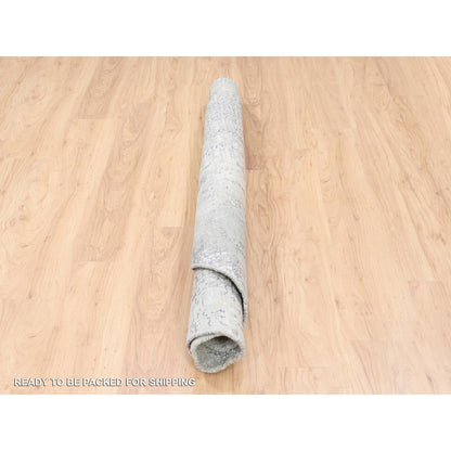 5'10"X5'10" Round Wool-Silk Abstract With Mosaic Design Hand Knotted Rug