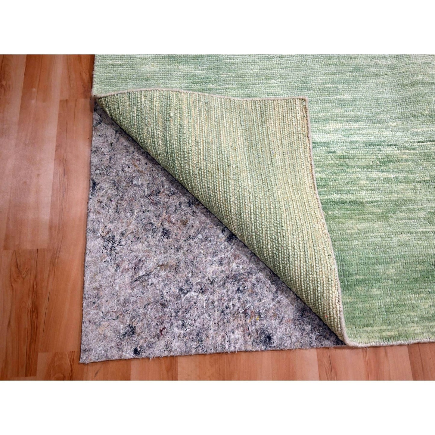 9'4"X12'4" Mist Green Modern Plain Design Pure Wool Hand Knotted Rug