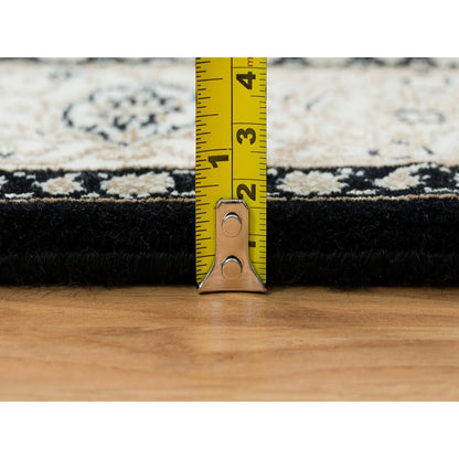 2'5"X4'7" Black Hand Knotted Herrita Design 250 Kpsi Pure Wool Rug