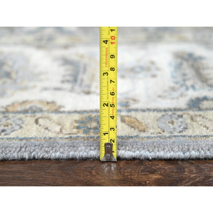 6'2"X6'1" Blue Gray Wool Karjihooz Geometric Hand Knotted Square Rug