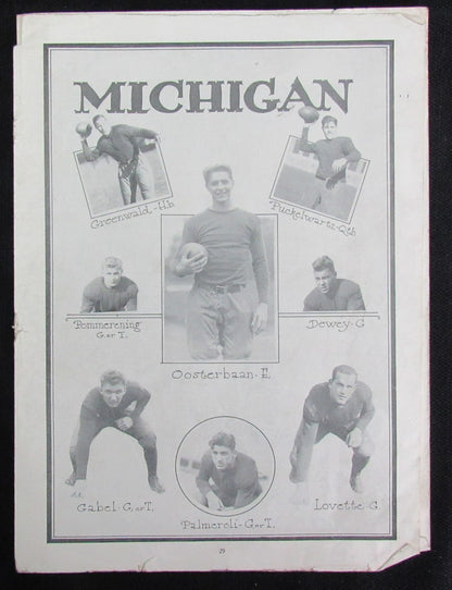 1926 Michigan Vs. Ohio State The Game Scorecard