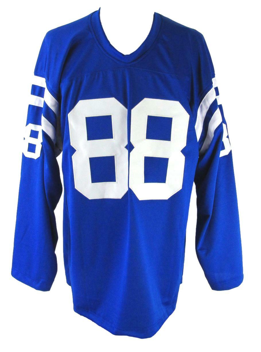 John Mackey Hof Signed/Inscr Baltimore Colts Blue Football Jersey Jsa 161110