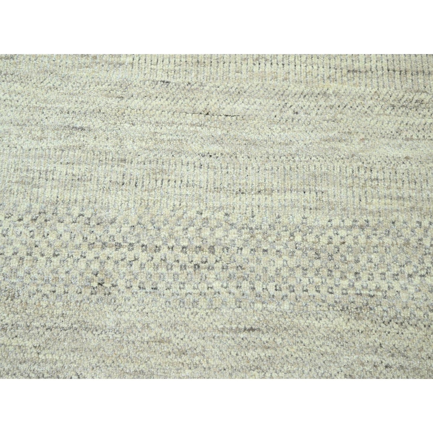 10'X14' Ivory Modern Grass Design Hand Knotted Wool And Silk Oriental Rug