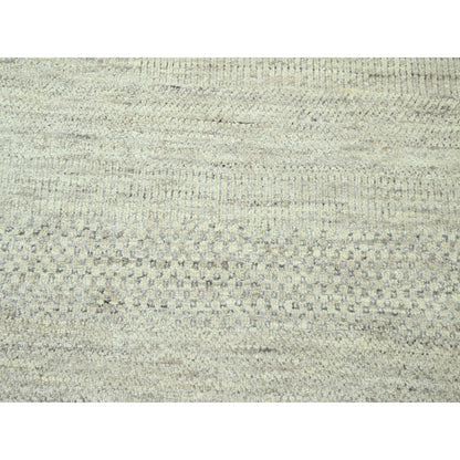10'X14' Ivory Modern Grass Design Hand Knotted Wool And Silk Oriental Rug