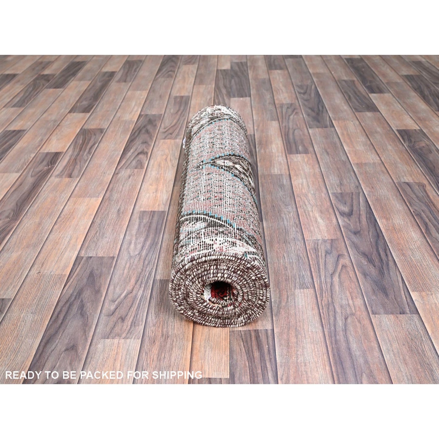 2'6"X12'9" Red Distressed Look With No Holes Vintage Runner Oriental Rug
