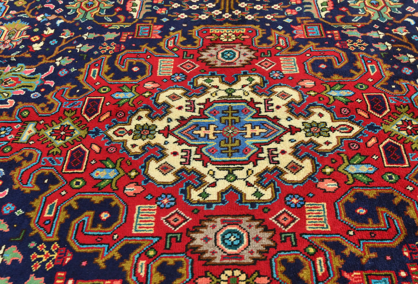 Vintage Handmade Oriental Carpet Rug Classic Floral Medallion Design 6'7X9'6