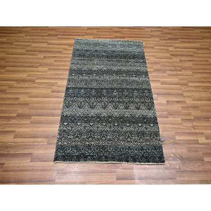 3'1"X5' Gray Small Repetitive Kohinoor Heritta Hand Knotted Pure Wool Rug