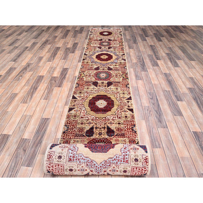 2'3"X24'8"White Soft Wool Mamluk Design Hand Knotted Xl Runner Rug
