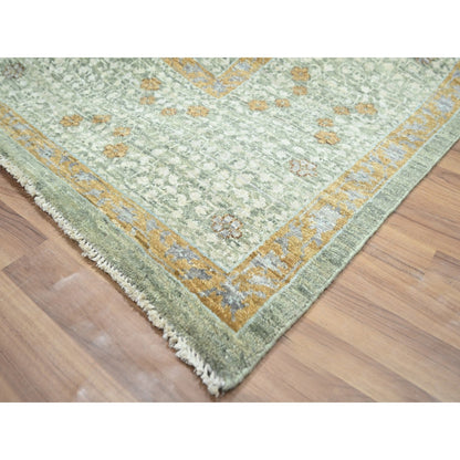 8'2"X10'4" Pistachio Green Mamluk Design Wool Hand Knotted Oriental Rug