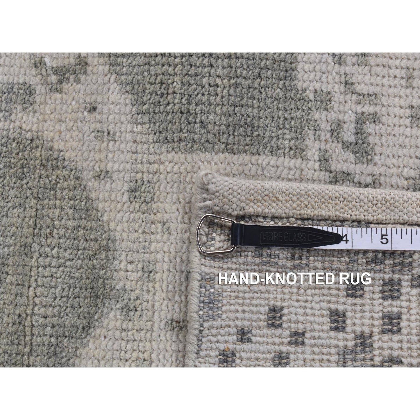 5'10"X9' Gray Oushak Repetitive Botteh Design Pure Wool Hand Knotted Rug