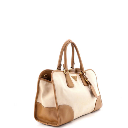 Prada Convertible Tote Canvas And Saffiano Leather Large