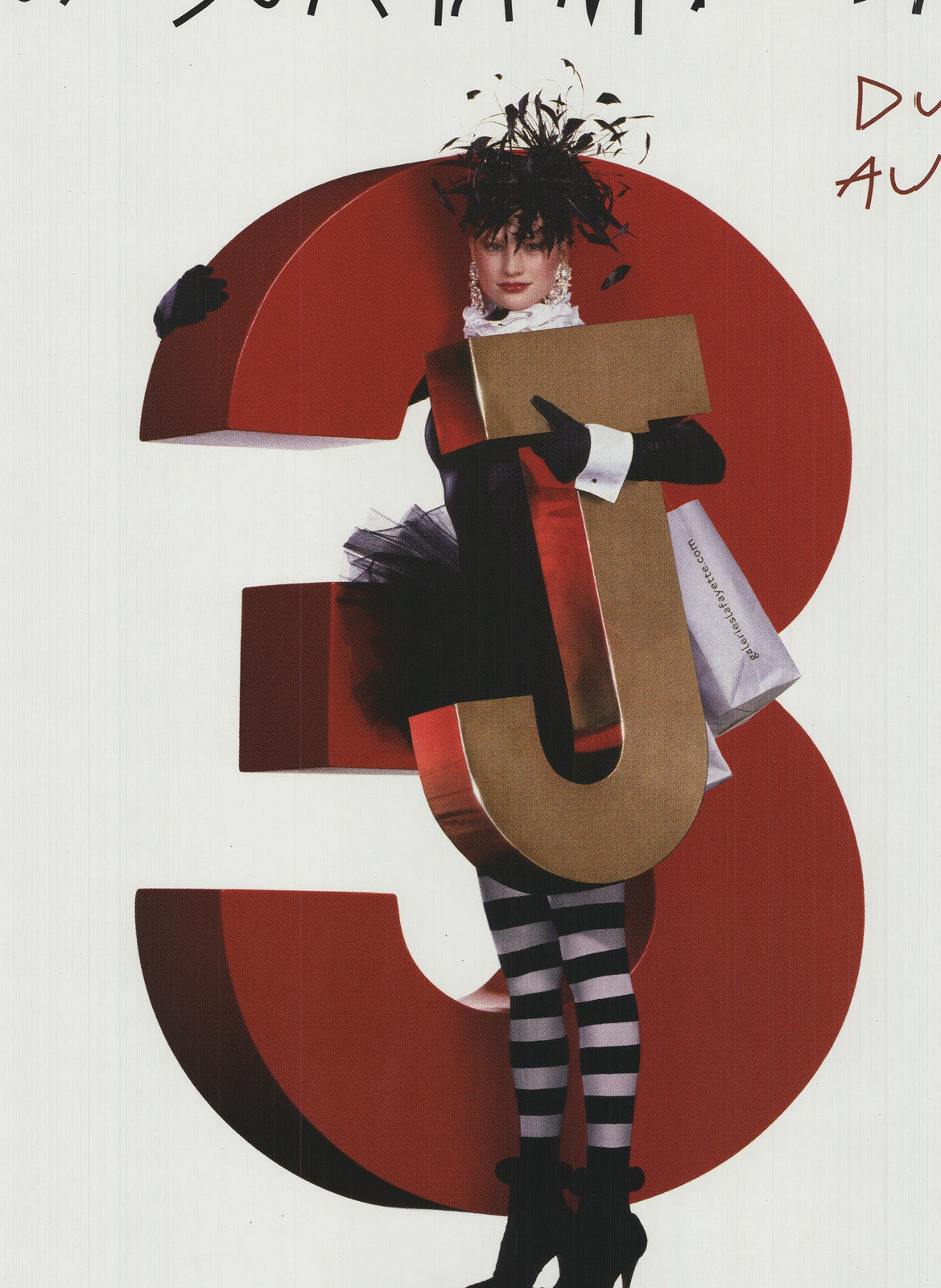 Whit JEAN-PAUL GOUDE Galeries Lafayette 32.5" x 38.75" Offset Lithograph Vintage