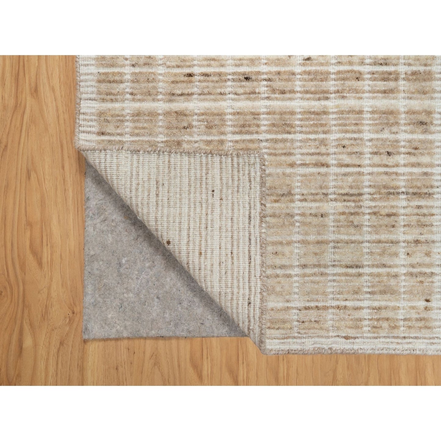 2'2"X3'1" Brown Modern Plain Decor Box Design Wool Loomed Knotted Mat Rug