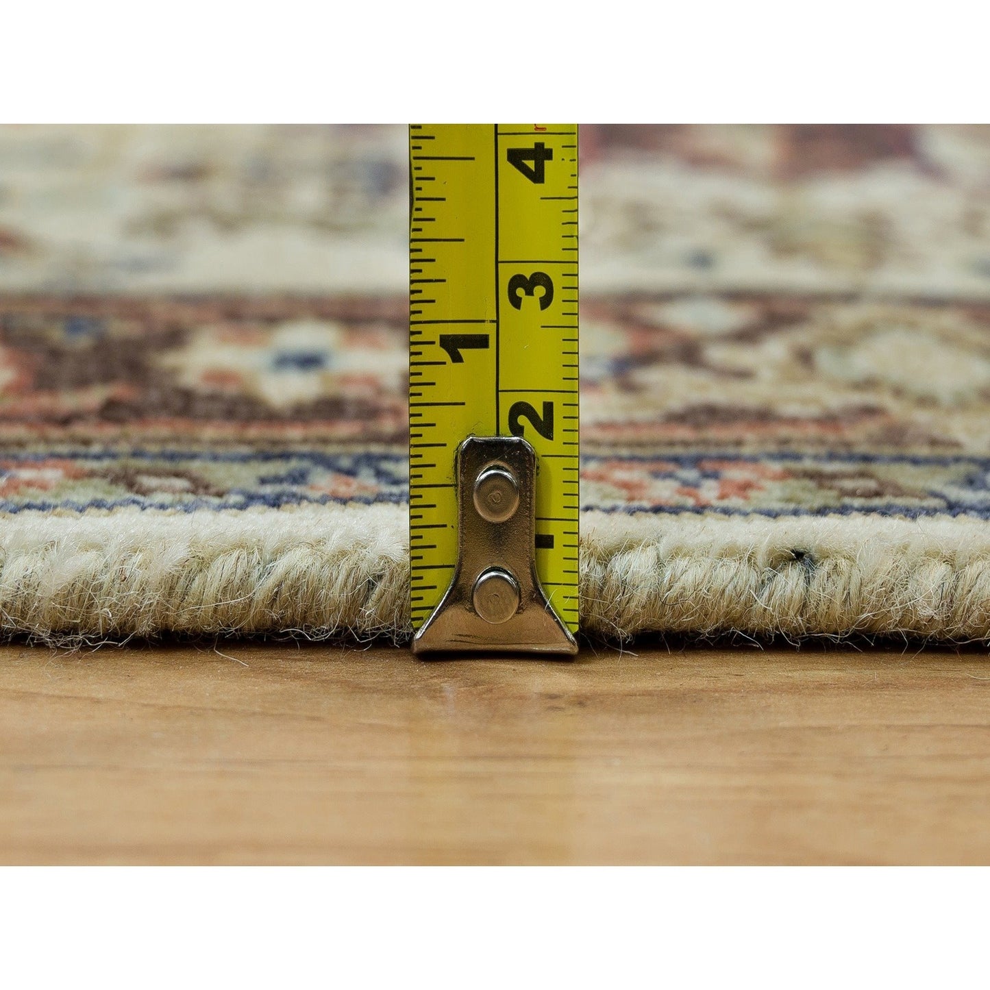 2'8"X12'3" Beige Heris Re-Creation Natural Wool Hand Knotted Runner Rug
