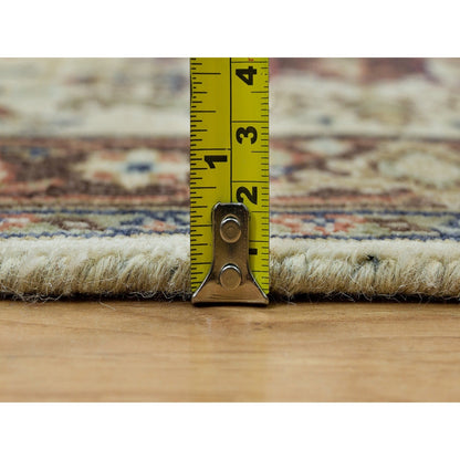 2'8"X12'3" Beige Heris Re-Creation Natural Wool Hand Knotted Runner Rug