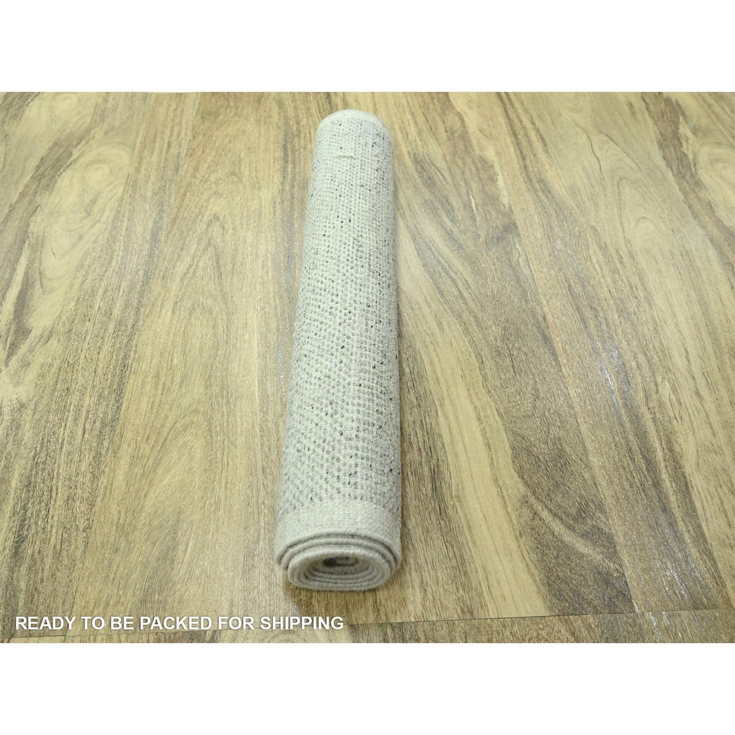 2'6"X8'1" Gray Hand Knotted Rug 100% Wool Oxidized Grass Design Runner